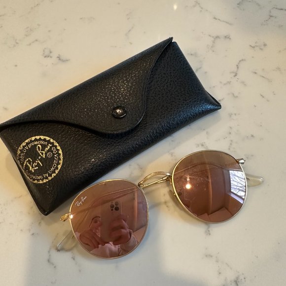 Ray-Ban Accessories - Ray-Ban Round Flash Sunglasses, pink/gold
